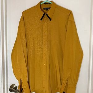 Bruttini Men’s Dress Shirt in Gold Deep Yellow Mustard Long Sleeve